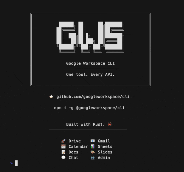 google-workspace-cli - One CLI for all of Google Workspace, Manage Gmail, Drive, Docs and Calendar from the Terminal.