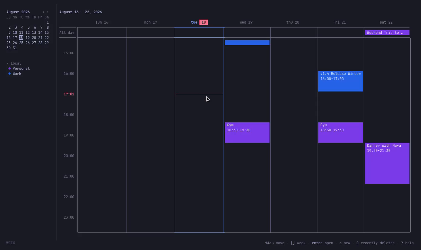 chroncal - All in one calendar, tasks and journal manager in the terminal.