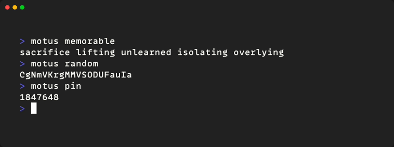 motus - Dead simple password generator.