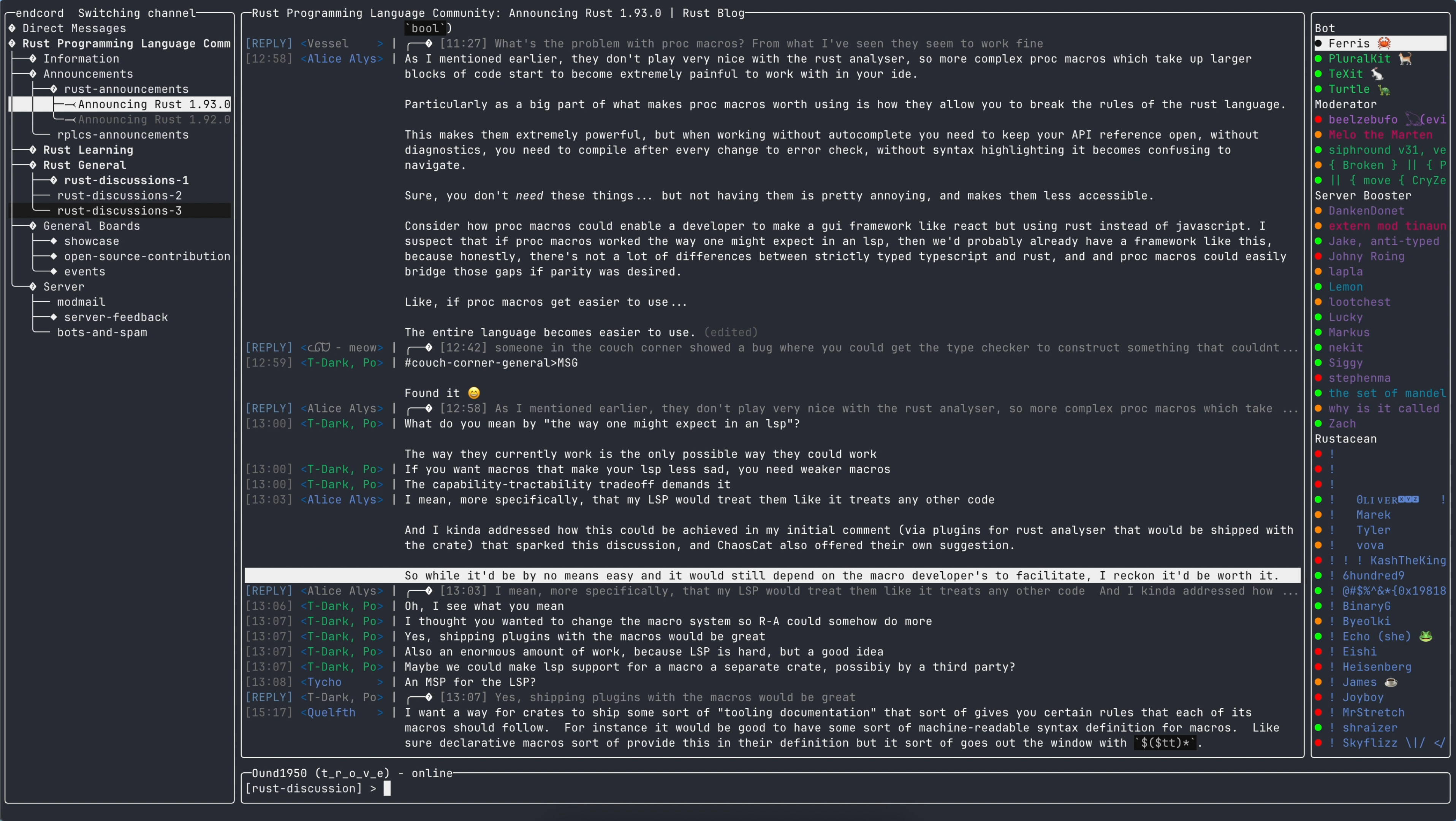 endcord - A feature rich Discord TUI client.