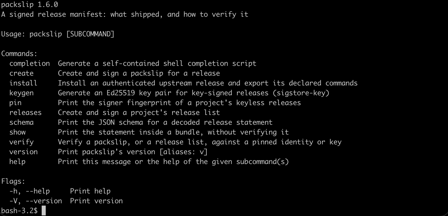 A signed release manifest for vendor binaries.