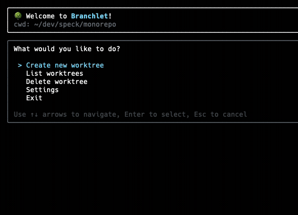 branchlet - Manage Git worktrees with automation from the terminal.