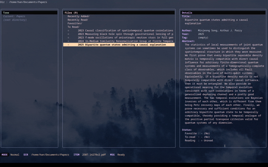 gorae - A TUI librarian for PDFs and EPUBs.