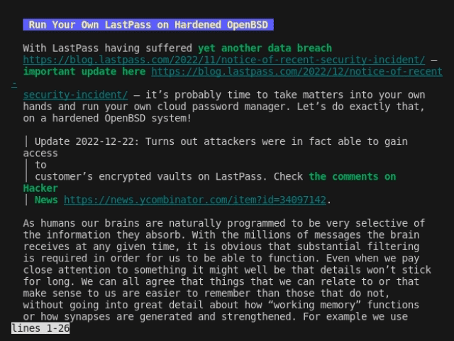 reader - Readability for the command line.