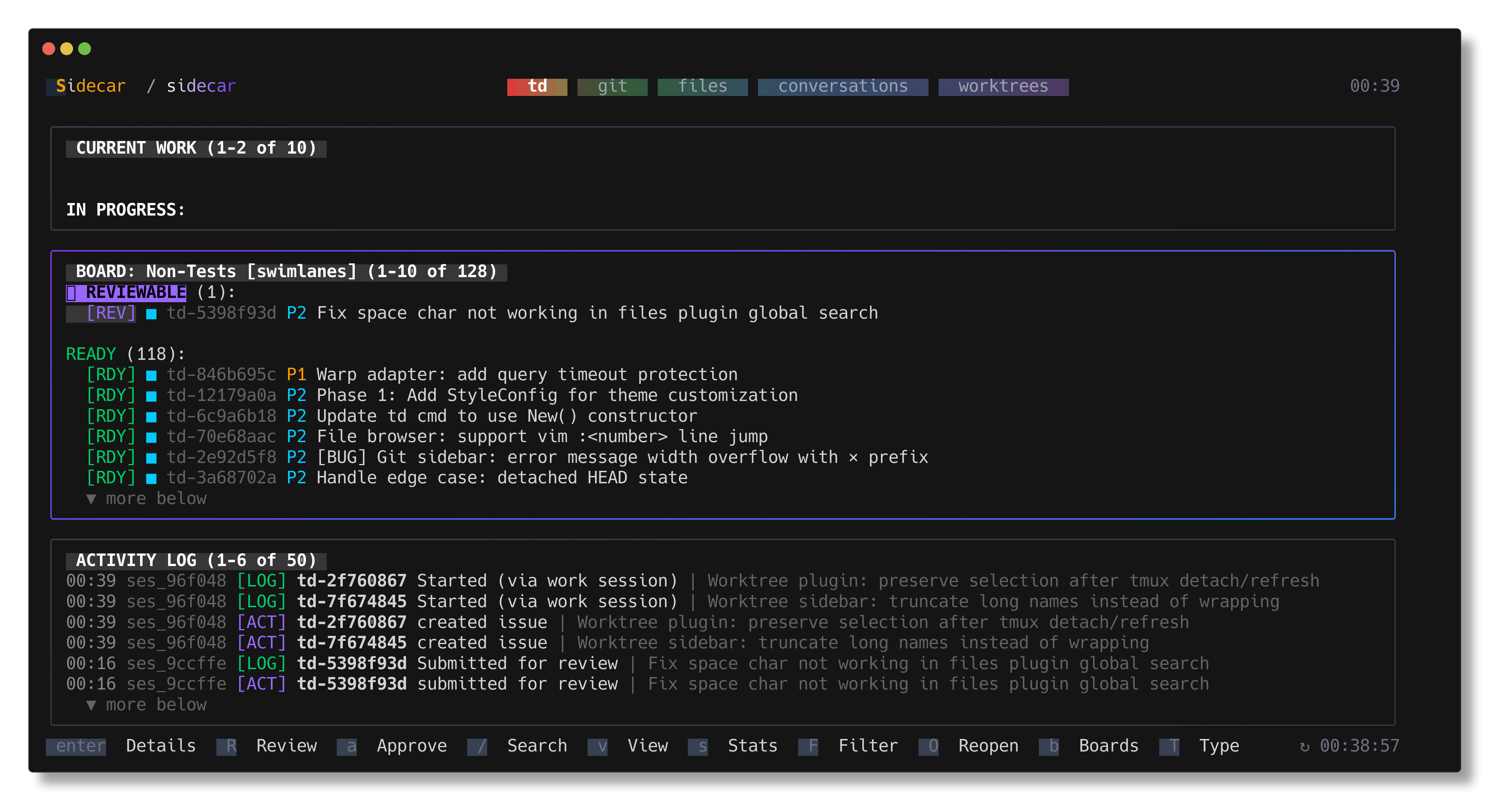 sidecar - A TUI dashboard for AI coding agents.