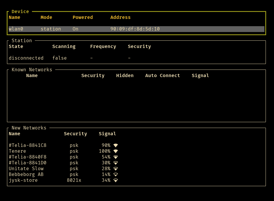 impala - TUI for managing WiFi on Linux.