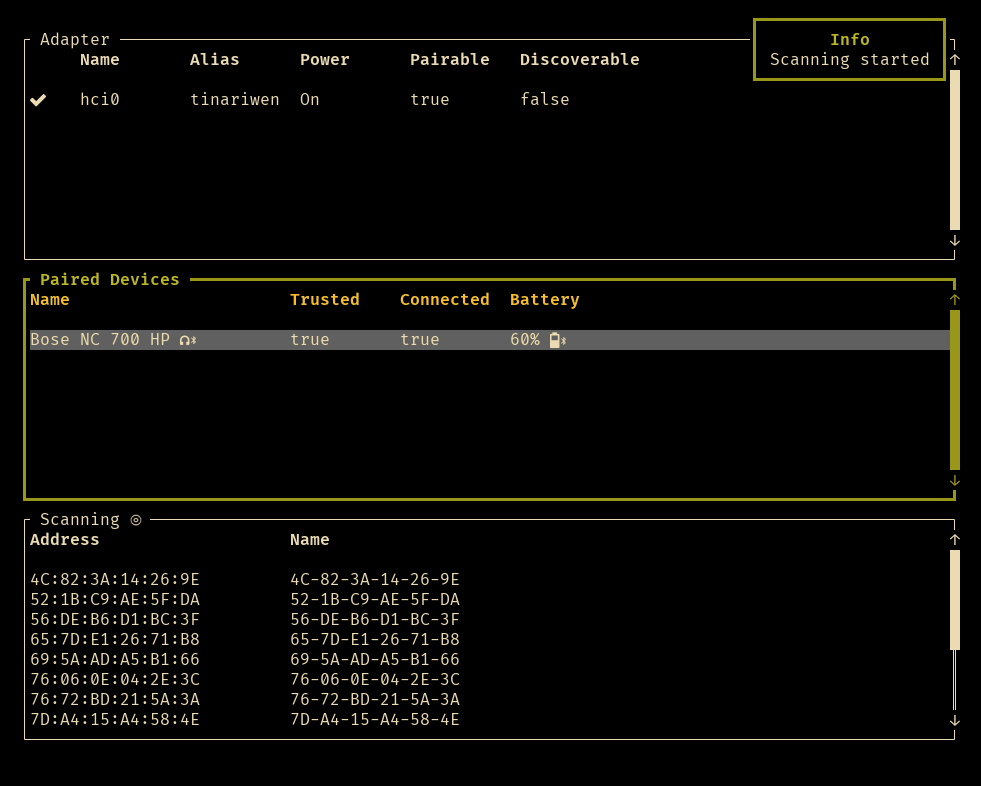 bluetui - TUI for managing bluetooth on Linux.