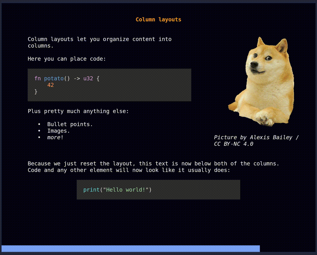 Presenterm a tui markdown terminal slideshow tool 