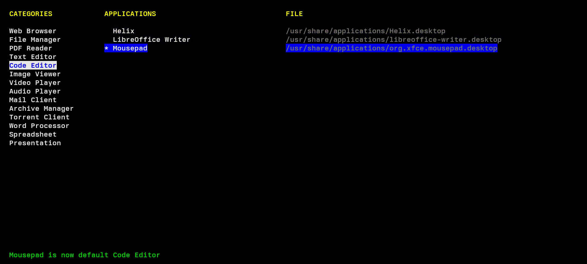 xdgctl - A terminal manager for XDG default applications.