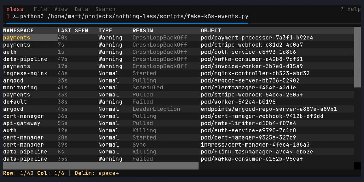 nless - Excel for your logs. Pipe in anything, wrangle it into columns.