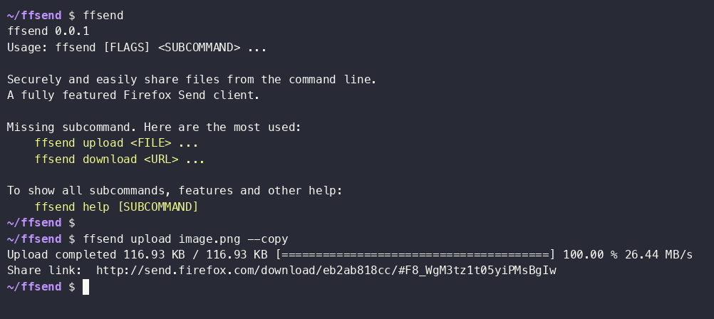 ffsend - Securely share files from the command line.