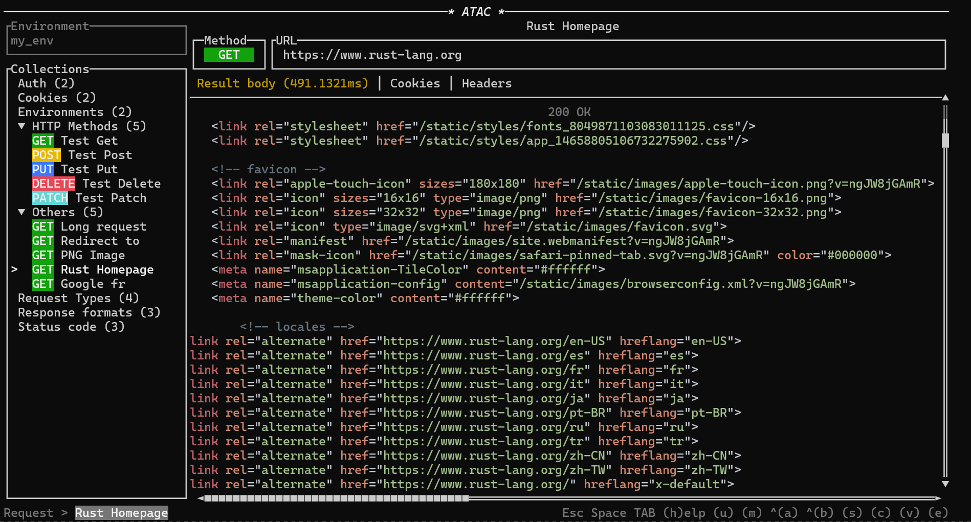 atac - A simple API client (postman like) in your terminal.