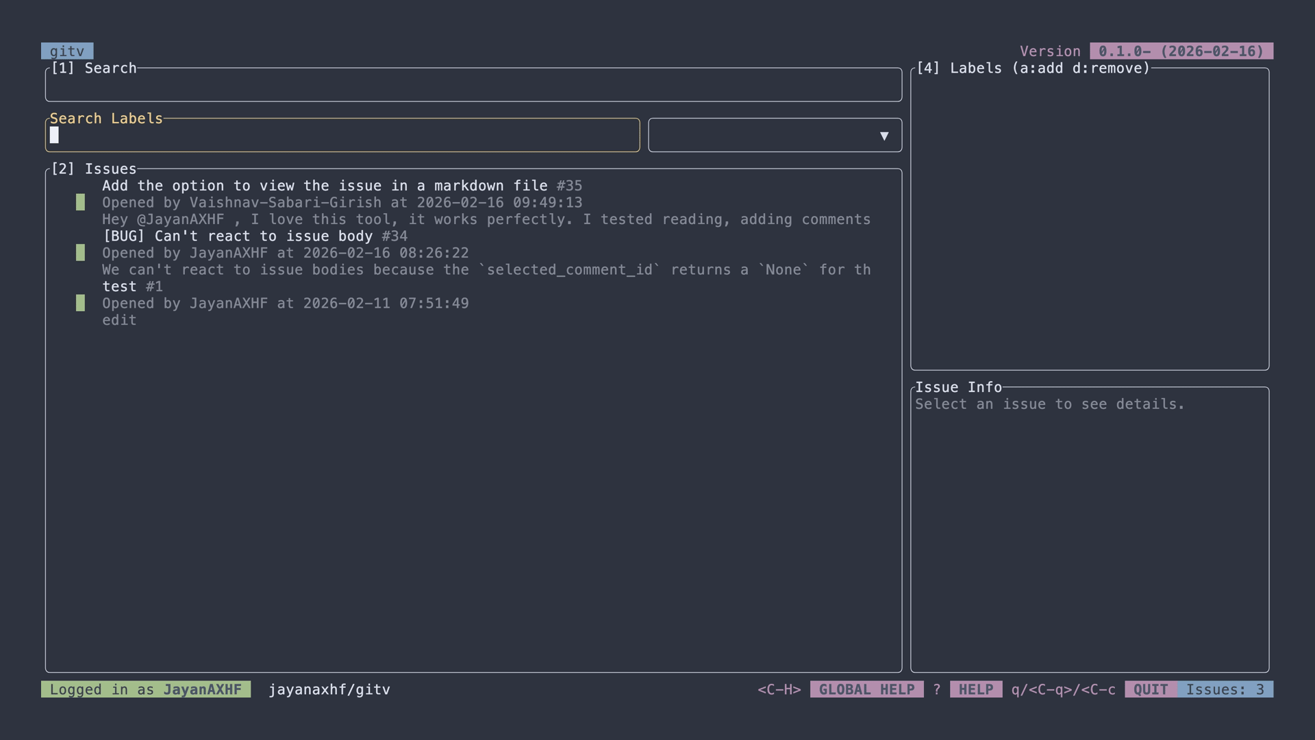 View and manage your GitHub issues directly from the terminal.