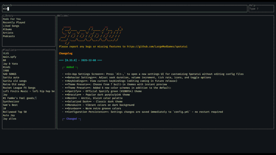spotatui - A terminal music player for Spotify, local files, Subsonic, radio, and YouTube.