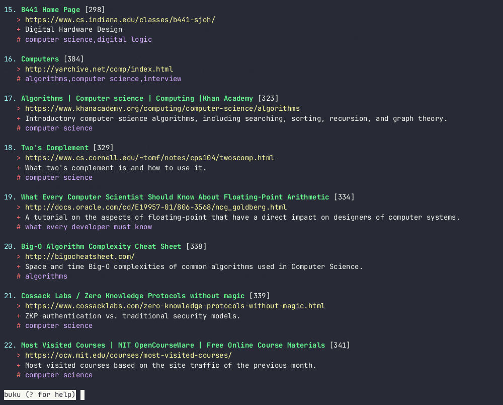 buku - Personal mini-web in text