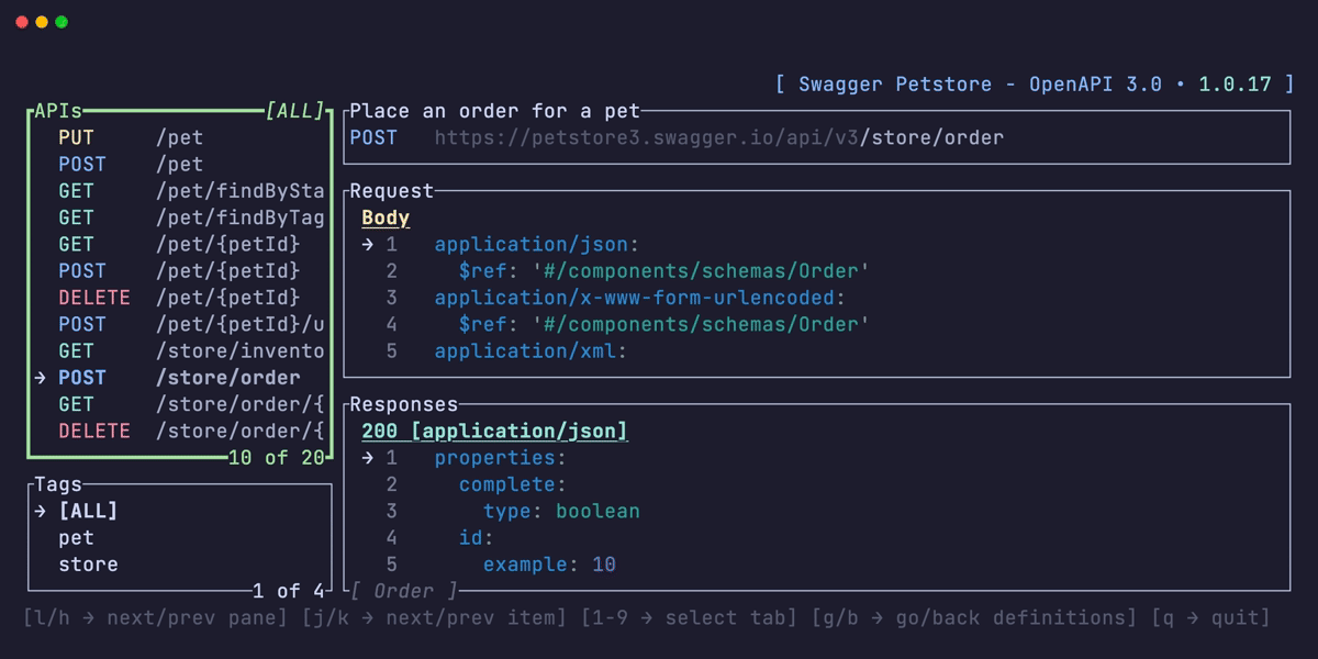 openapi-tui - Browse and run APIs defined with OpenAPI v3.0 in the TUI