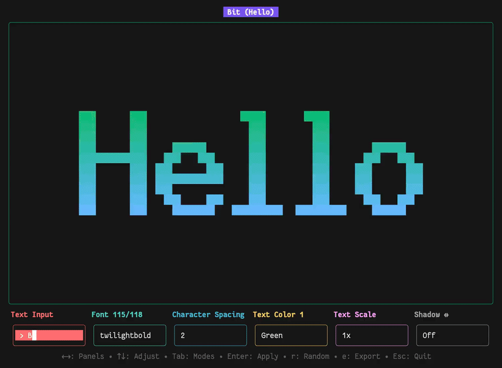 bit - Terminal ANSI Logo Designer & Font Library.