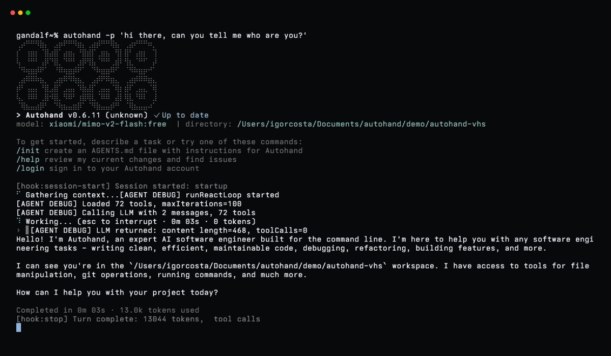 AutoHand - Autonomous coding agent that reads, reasons, and writes code across your project