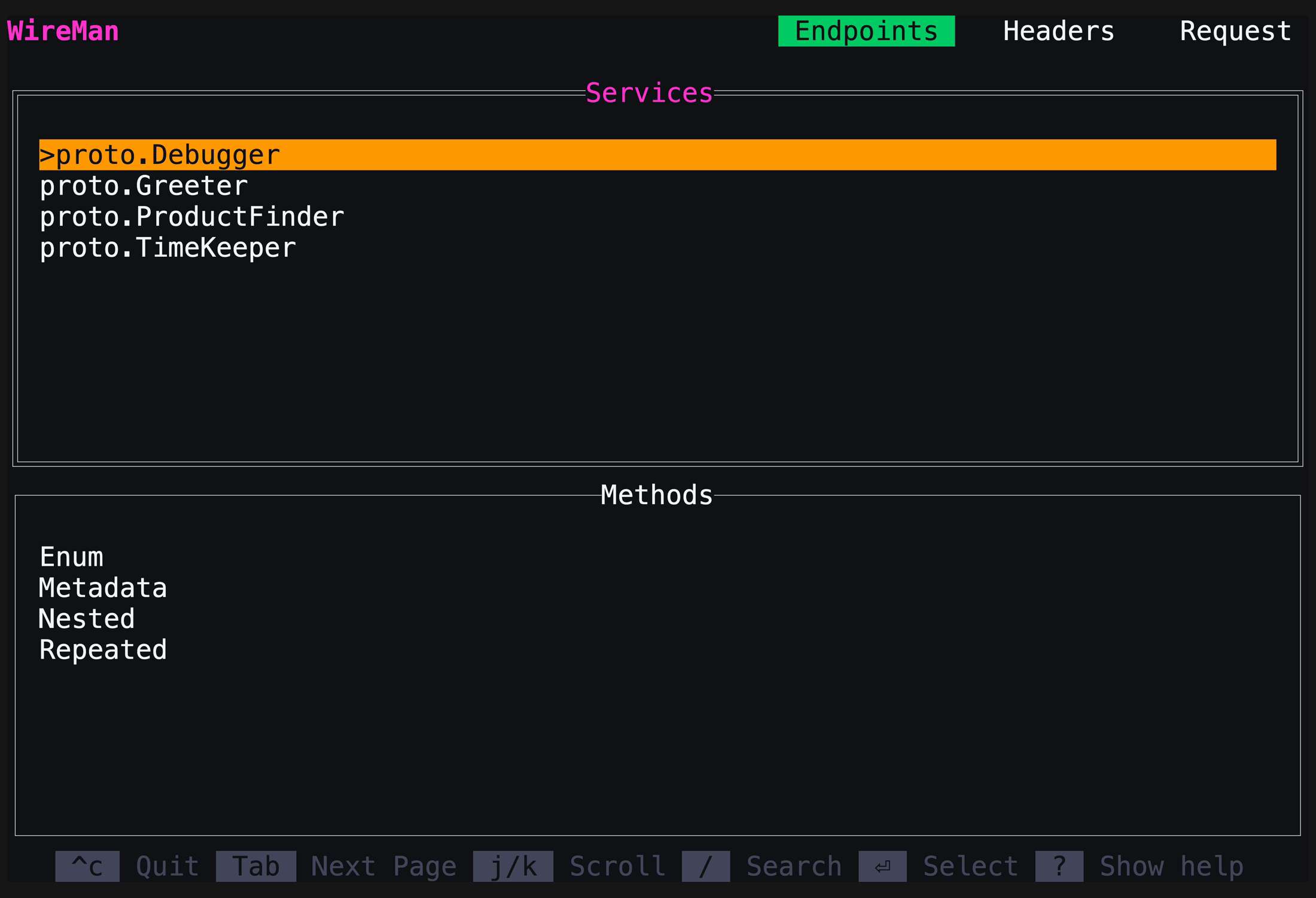 wireman - A TUI gRPC client for the terminal.