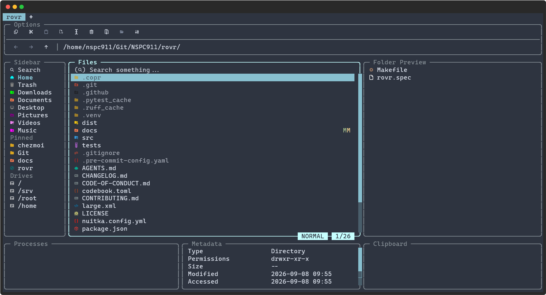 rovr - A post-modern terminal file manager.