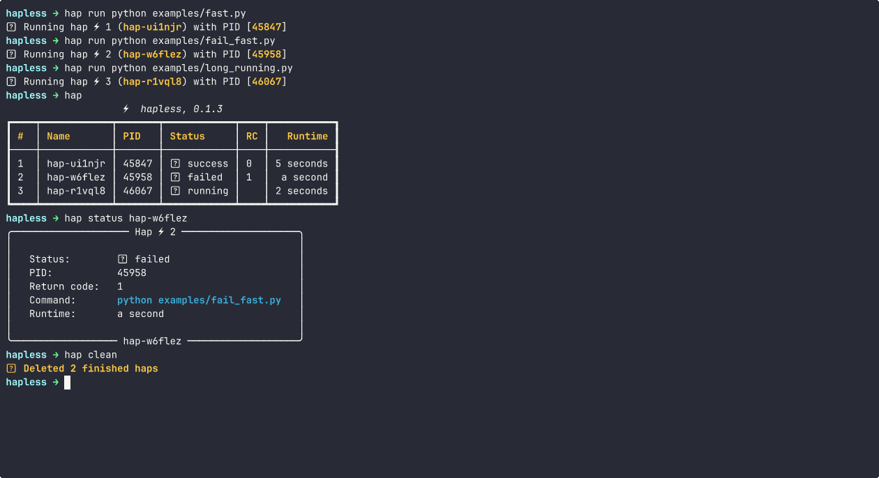 hapless - Run and manage background processes.