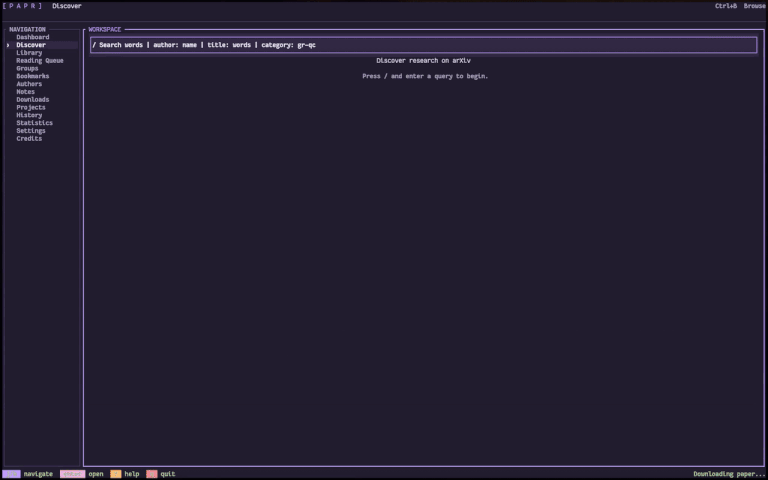 papr - A fast, terminal-based workspace built for academic research.