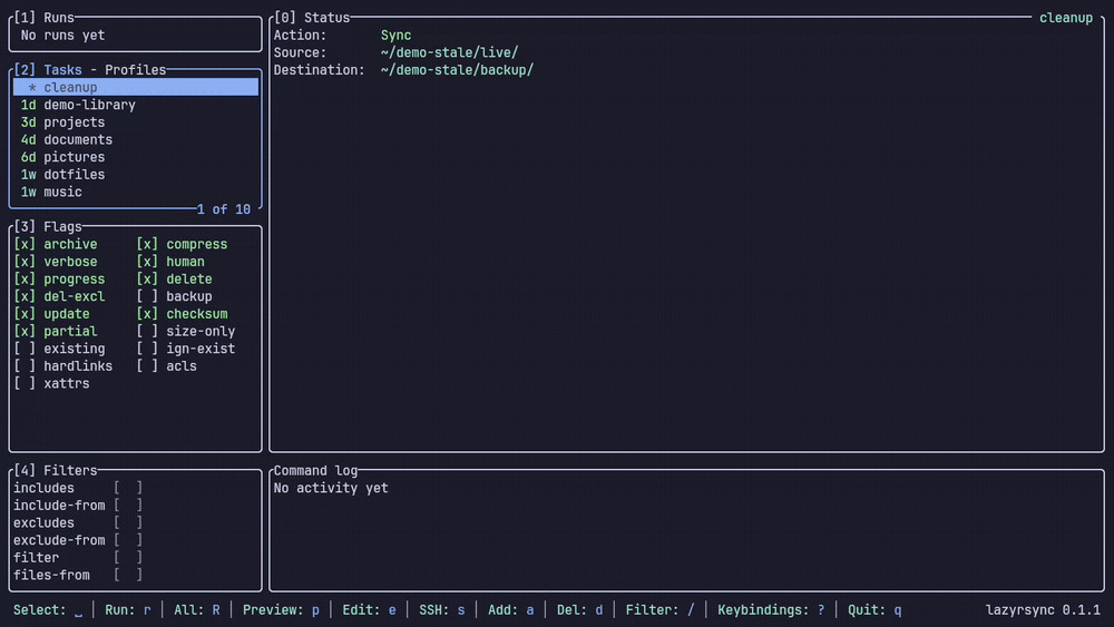 A friendly TUI for rsync.