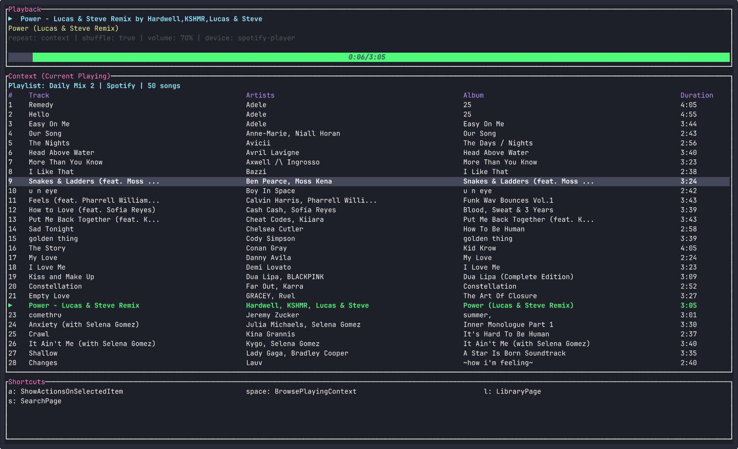 spotify-player - A Spotify player in the terminal with full feature parity.