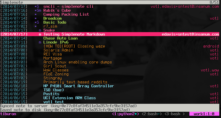 sncli - A TUI and CLI for Simplenote.