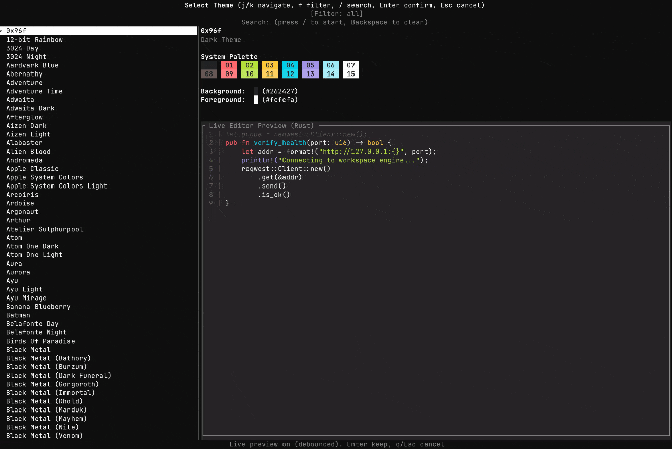 gsty - Browse and apply Ghostty themes with live preview.