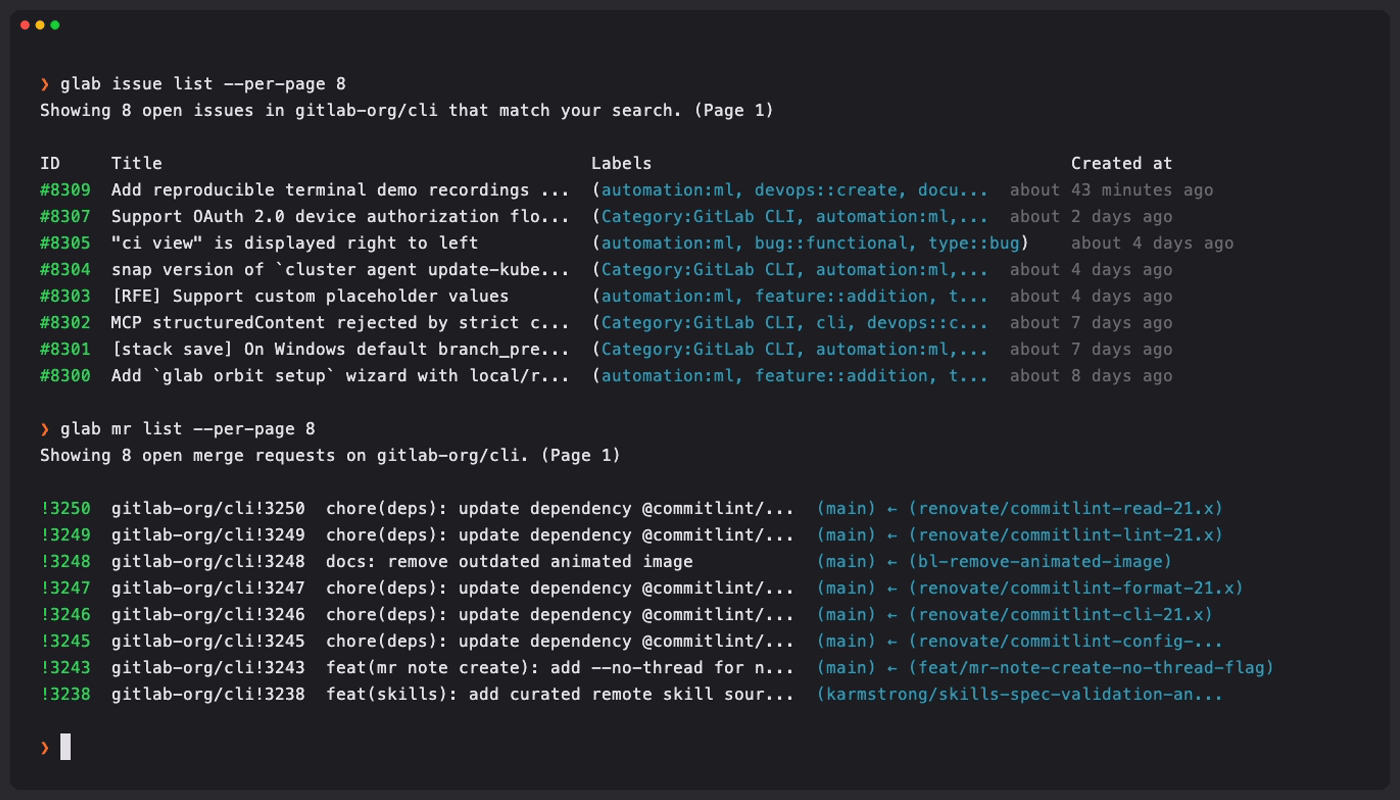 GitLab CLI - A GitLab CLI tool bringing GitLab to your command line.