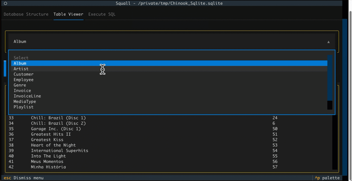 squall - A TUI SQLite viewer and editor.