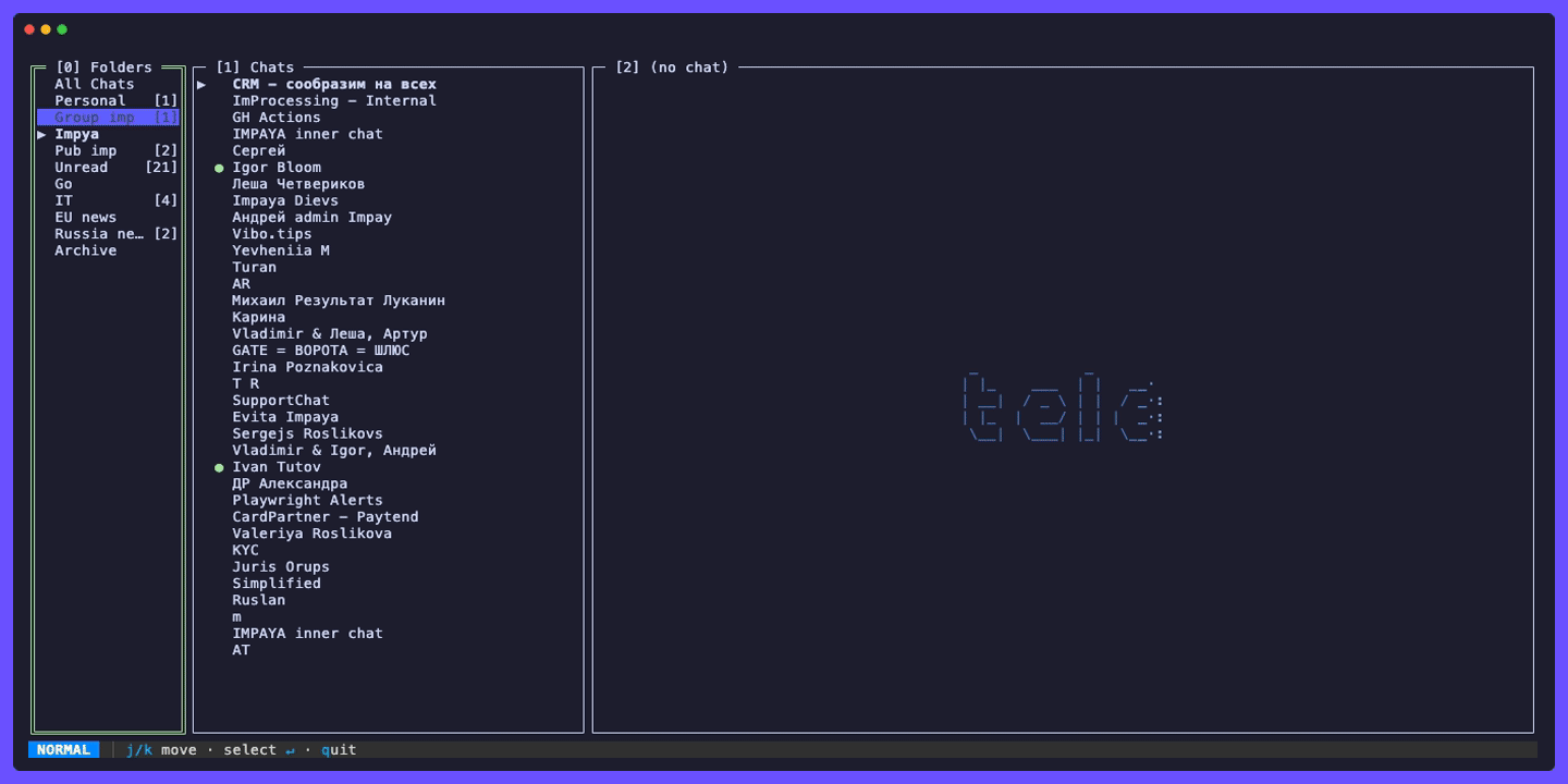tele - A keyboard-first Telegram messaging inside the terminal.