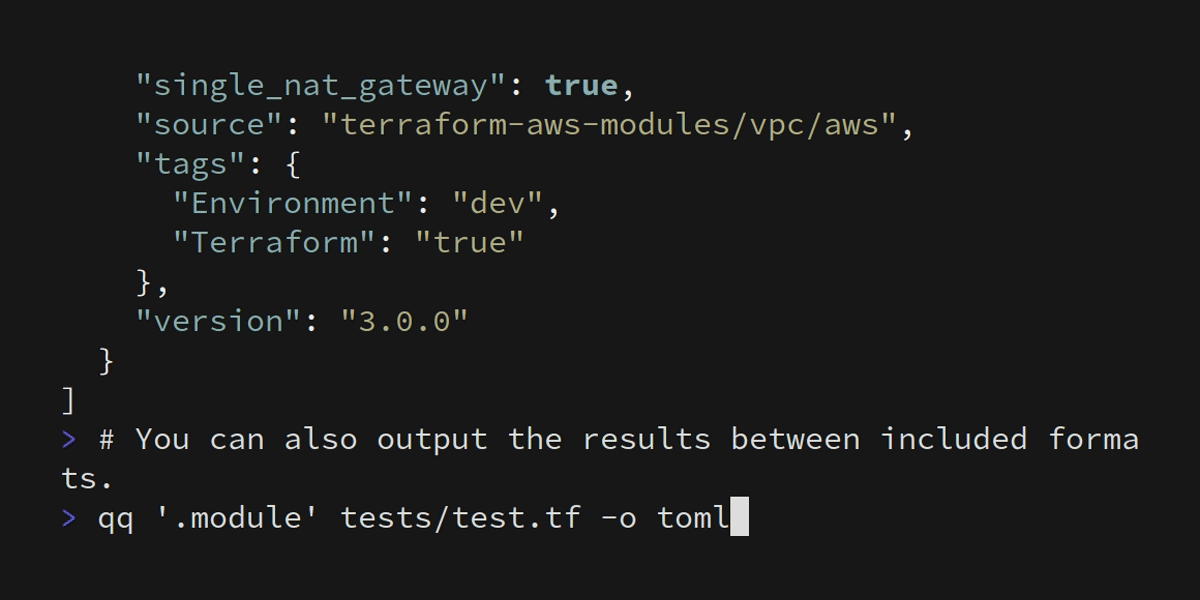 qq - A jq inspired interoperable config format transcoder with interactive querying.