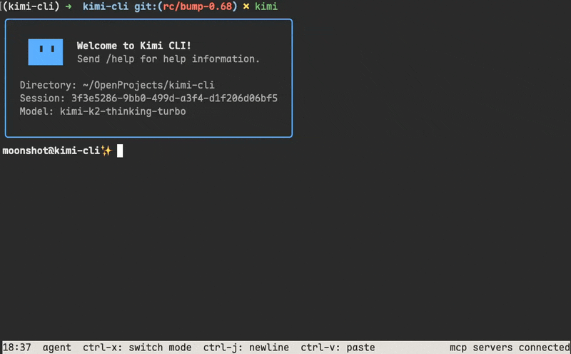 Kimi Code CLI preview