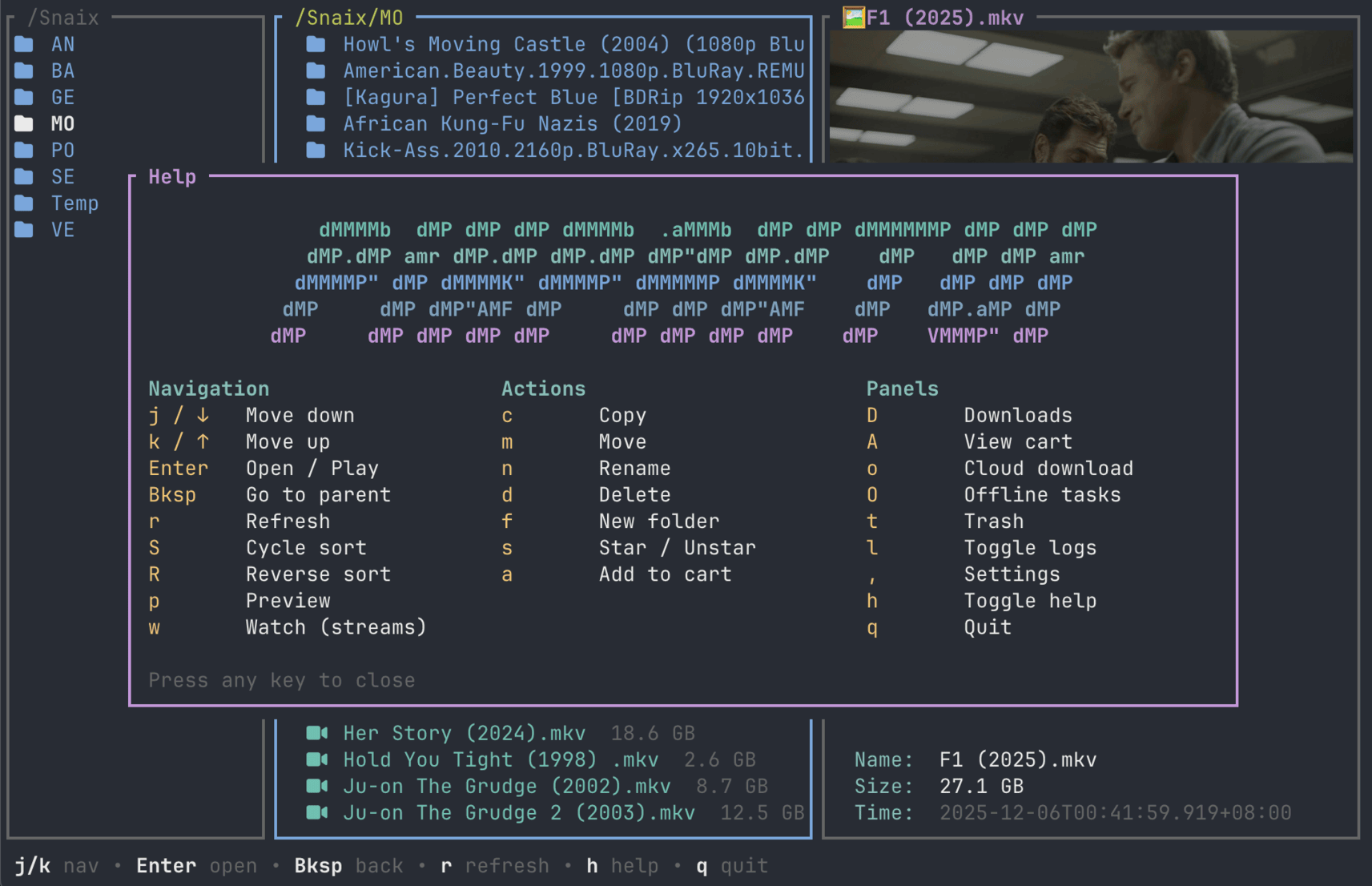 pikpaktui - A TUI and CLI client for PikPak cloud storage.