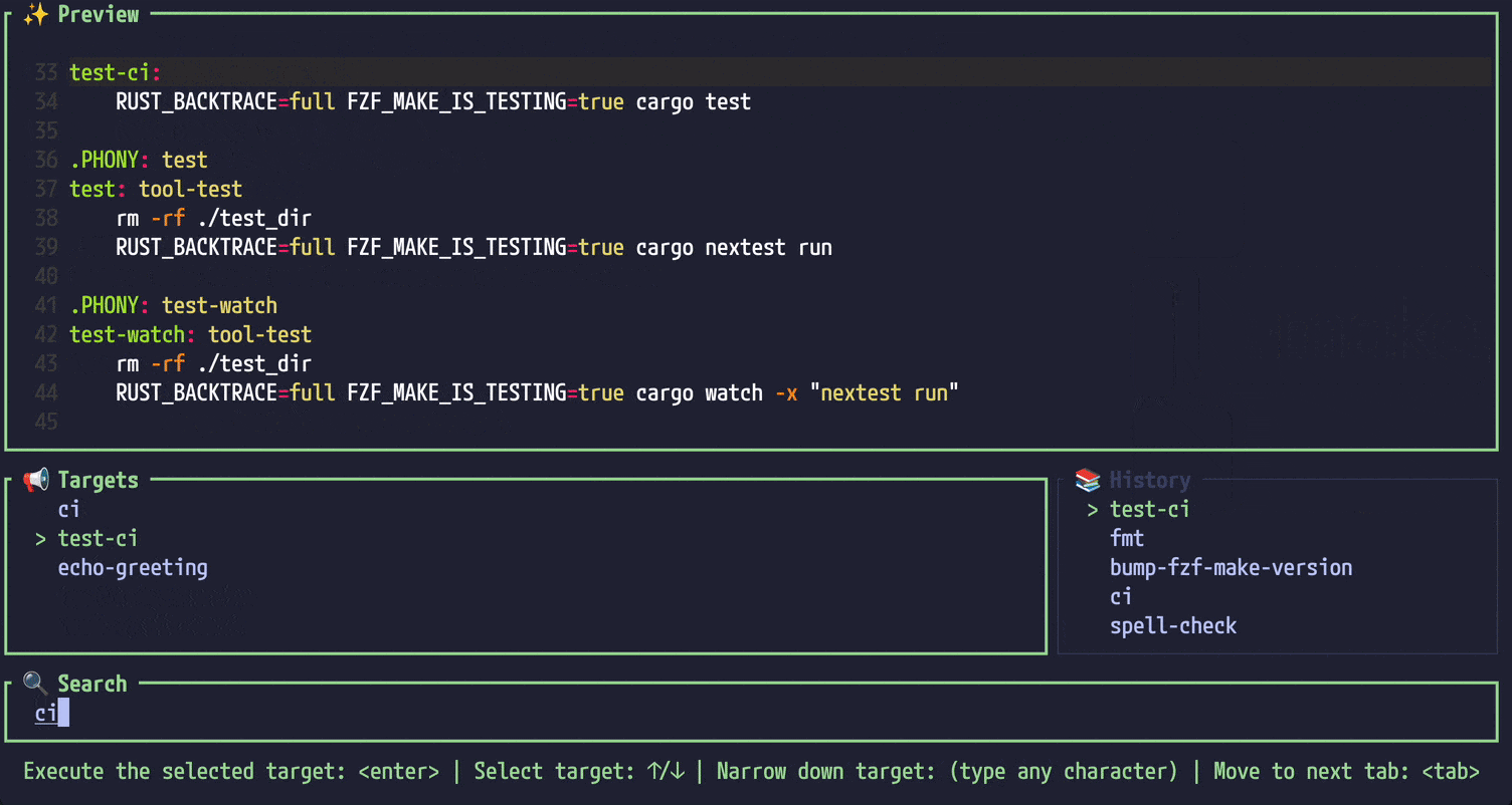 fzf-make - Find and run multi-project tasks with fuzzy search in the terminal.