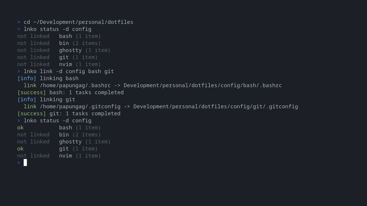 lnko - Simple stow-like dotfile linker.