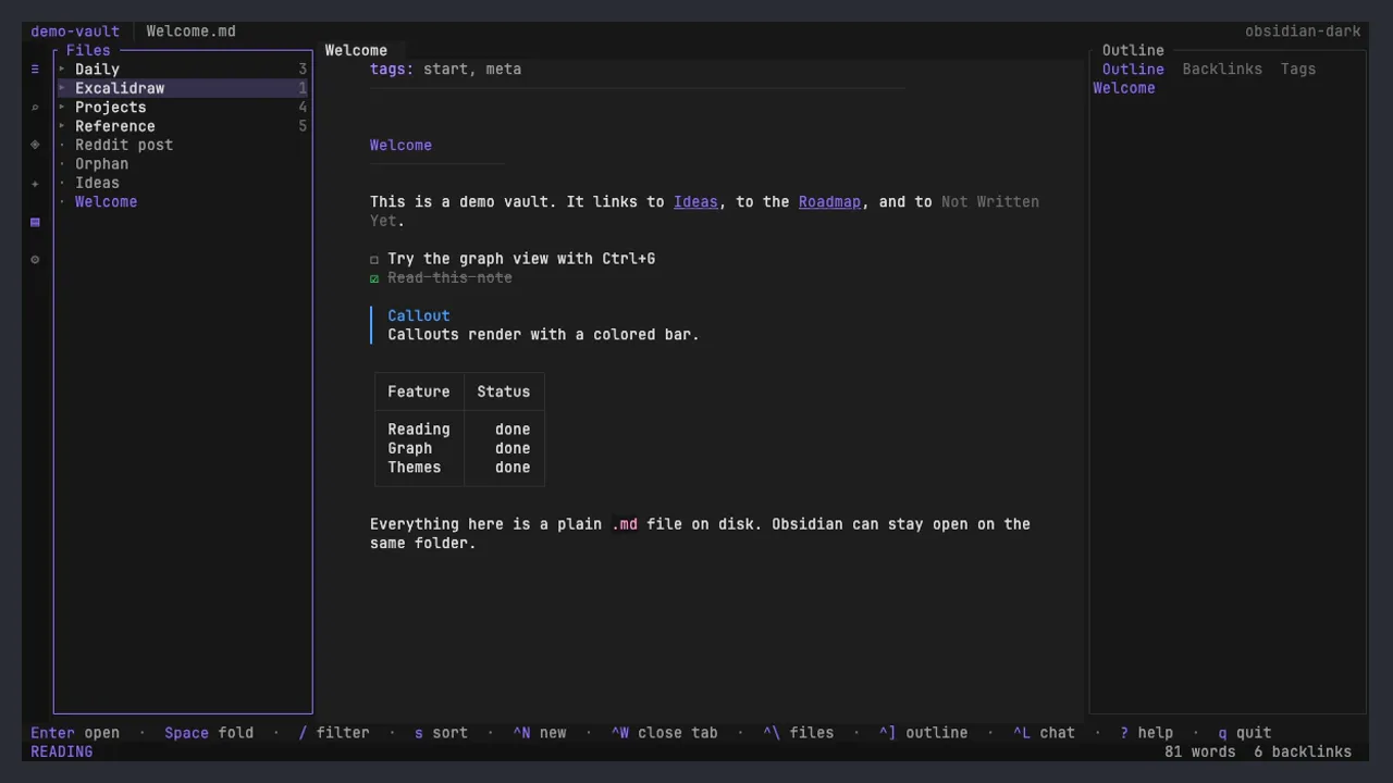 emeraldian - A terminal UI for Obsidian with graphical live-preview notes