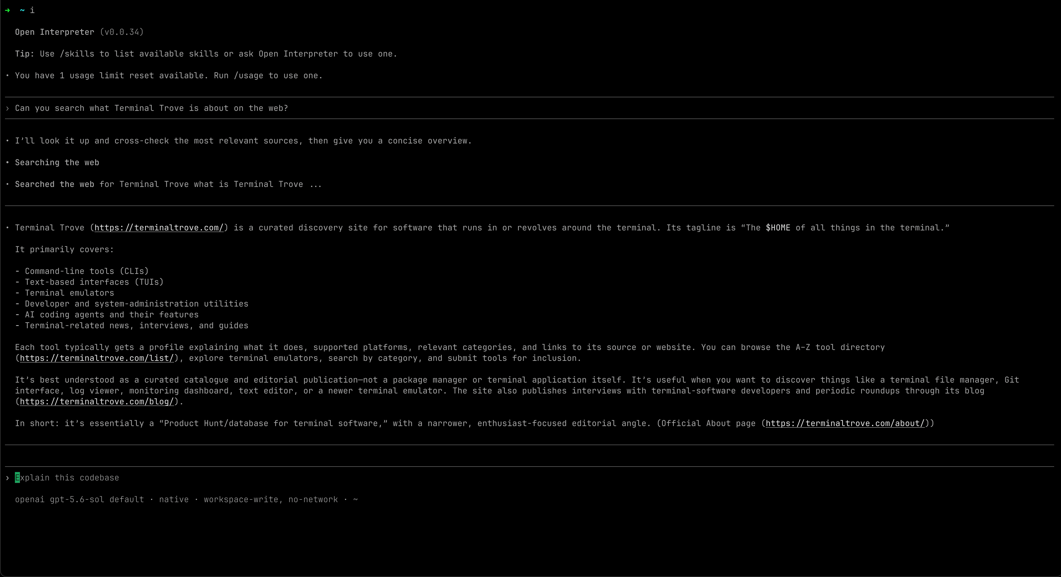 Open Interpreter - Open-source coding agent built for low-cost and open-weight models