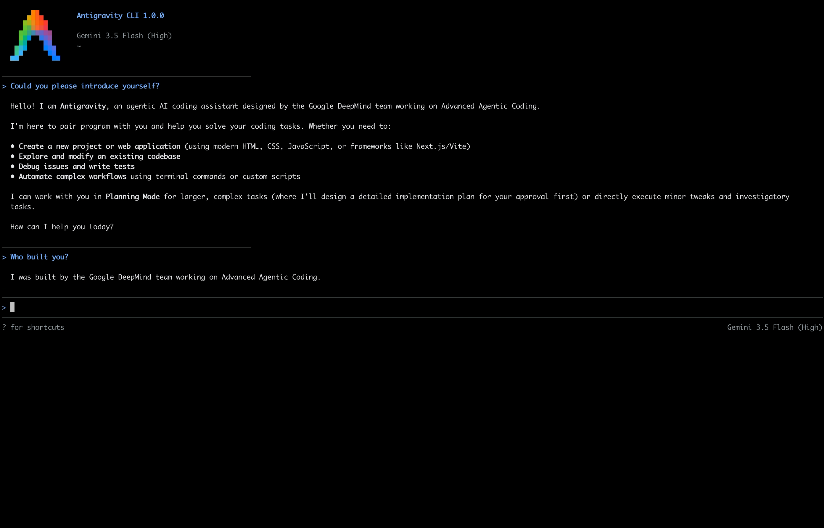 Antigravity CLI - Google's coding agent for the terminal, and the replacement for Gemini CLI