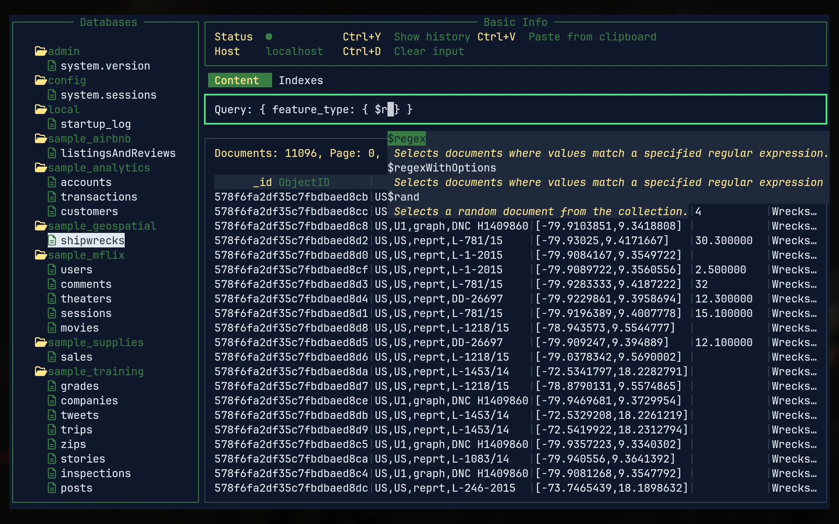 vi-mongo - A TUI for managing MongoDB databases.