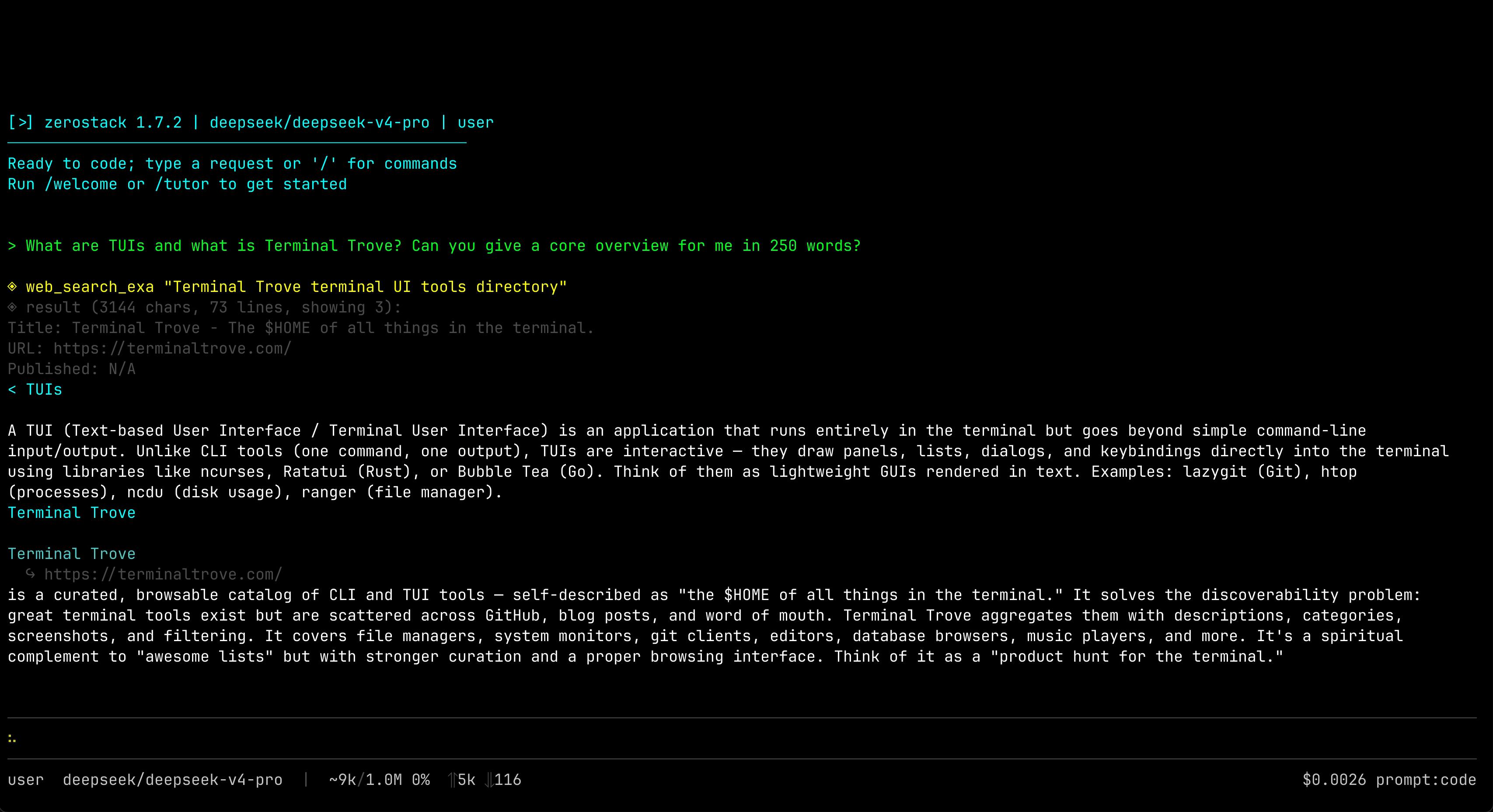 zerostack - Minimal Rust coding agent optimized for memory footprint