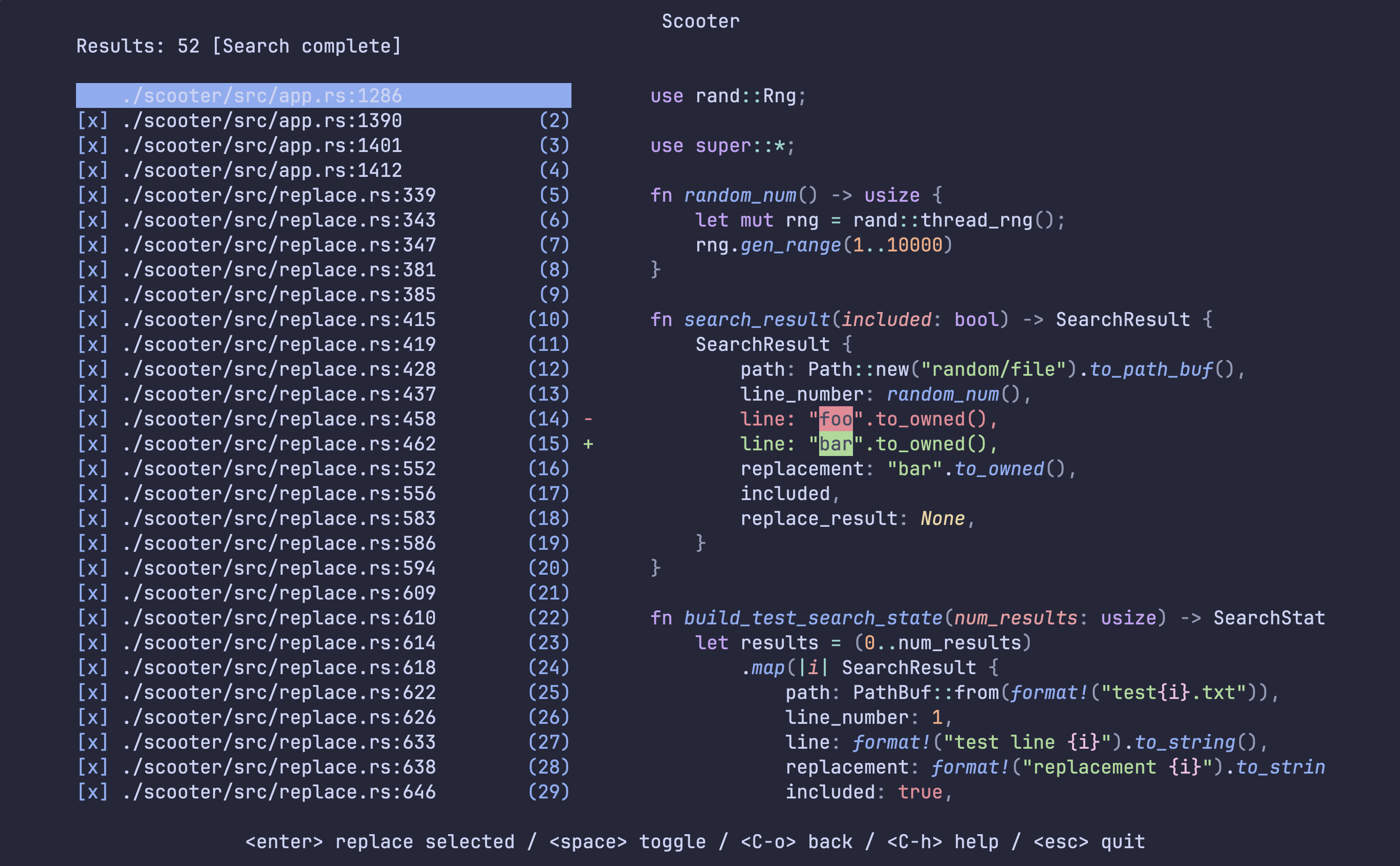 scooter - Interactive find and replace in the terminal.