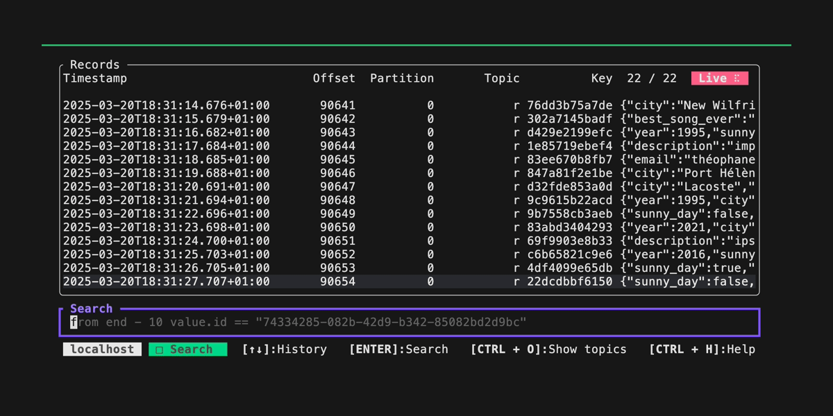 yozefu - An TUI application for exploring data of a kafka cluster.