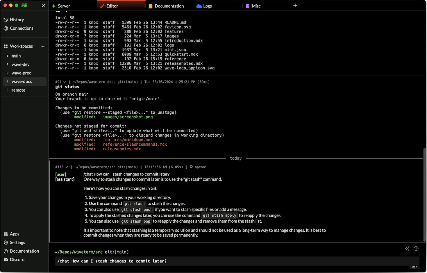 Wave Terminal preview