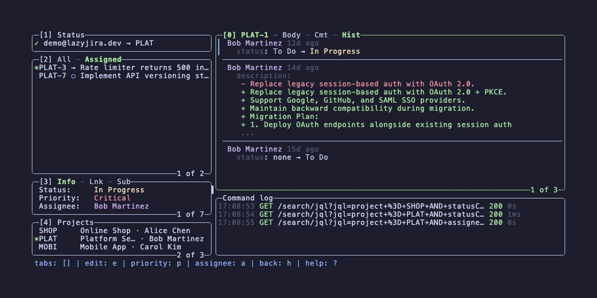 lazyjira - A TUI for Jira, like lazygit but for Jira.