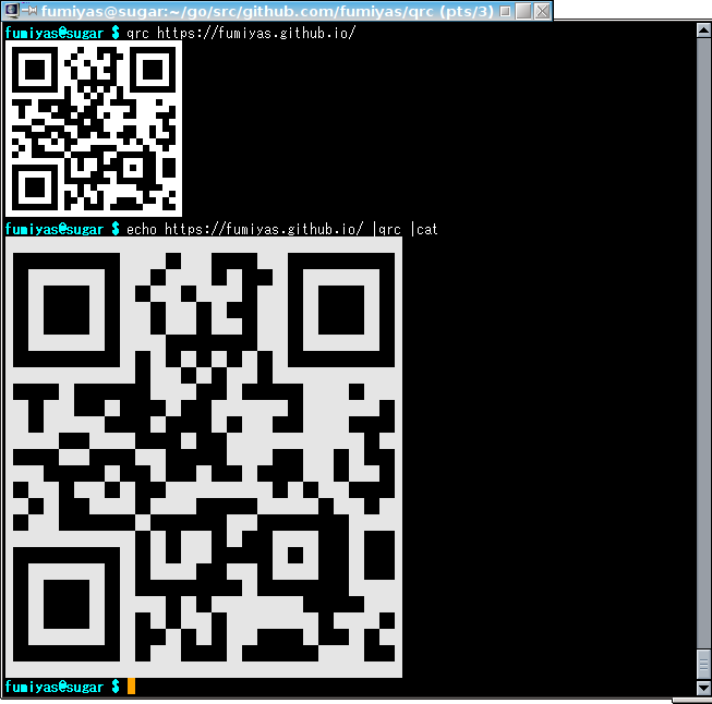 A QR code generator for text terminals.