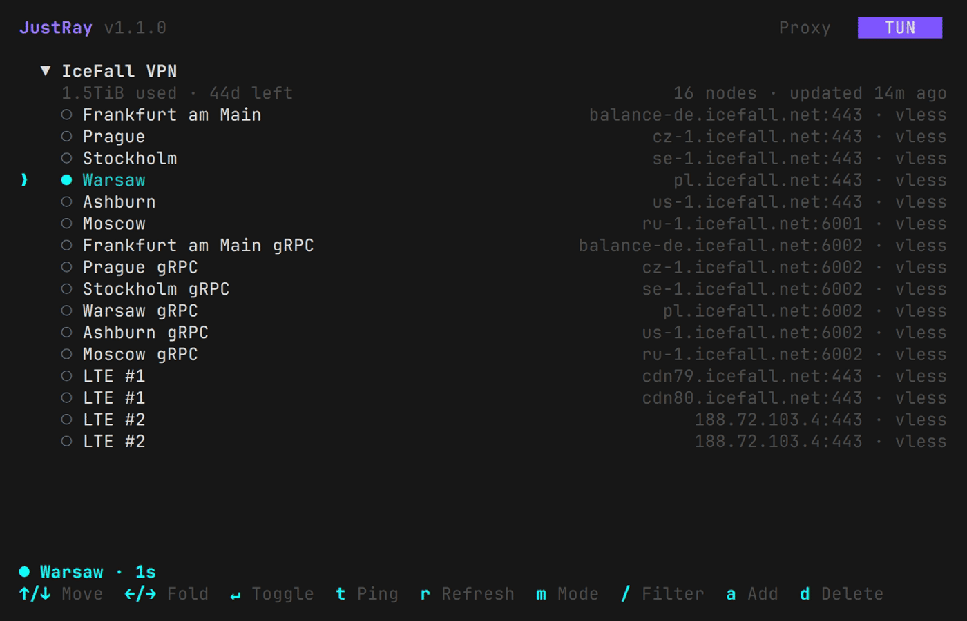 justray - A modern VPN client that lives in your terminal.