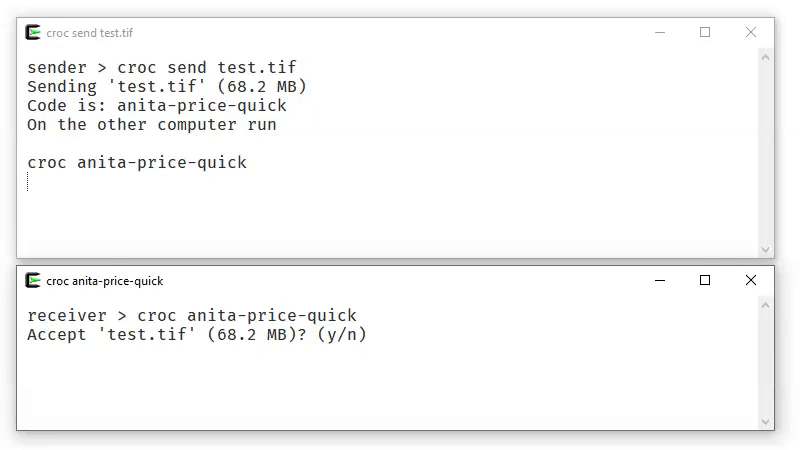croc - Easily and securely send things from one computer to another.